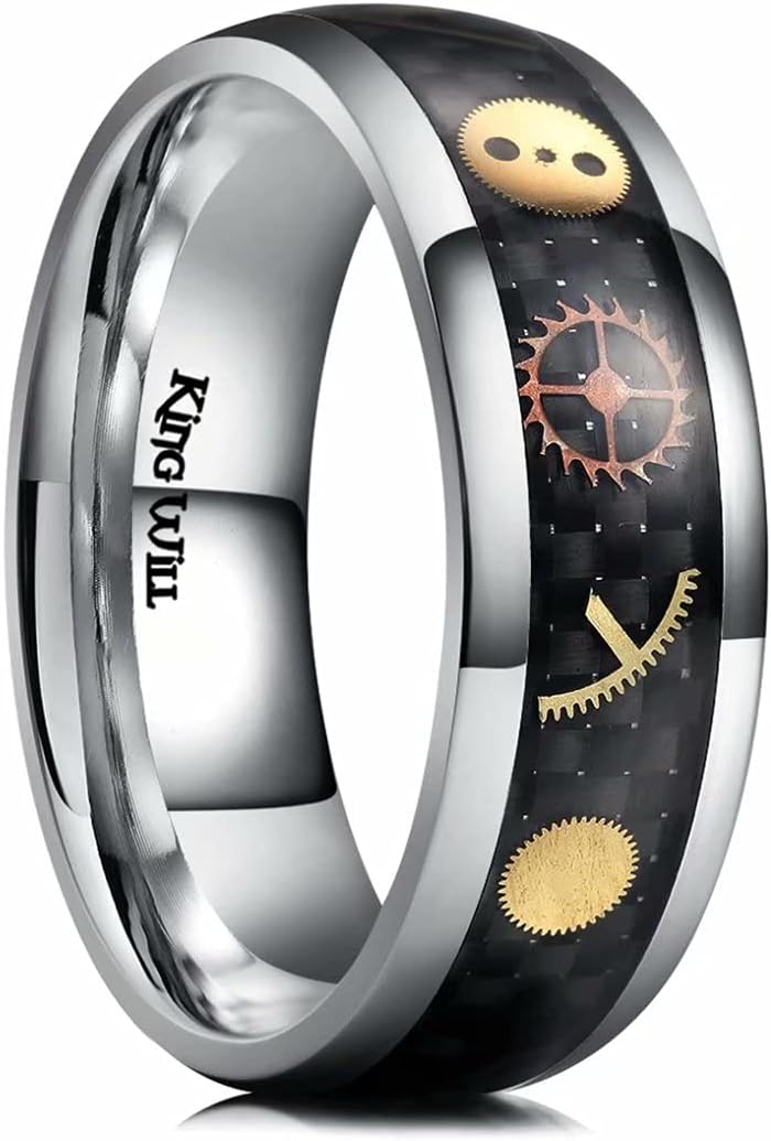 King Will 6mm/8mm Titanium Stainless Steel Ring for Men Wedding Band for Men Women Engagement Ring Comfort Fit
