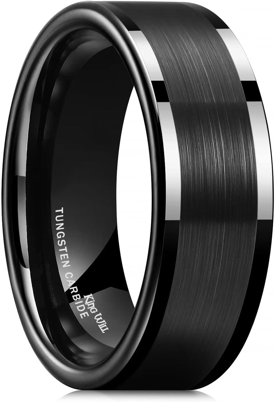 King Will Duo 8mm/10mm Mens Brushed Tungsten Carbide Wedding Band Ring Polish Finished Comfort Fit Black/Silver/Blue/Gold/Rose Gold