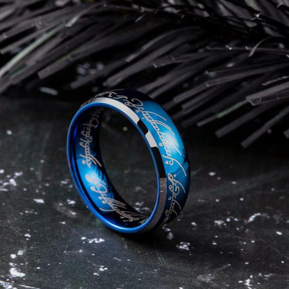 King Will 7mm Tungsten Carbide Ring for Men Blue Magic of The Rings Ring Wedding Band for Men Women Comfort Fit High Polished