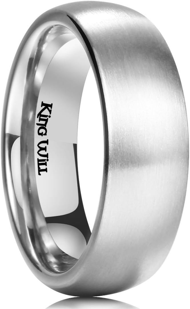 King Will Basic 3MM/5MM/7MM/9MM Silver/Black Titanium Ring Wedding Band for Men Women Brushed/Matte Comfort Fit Couple Ring