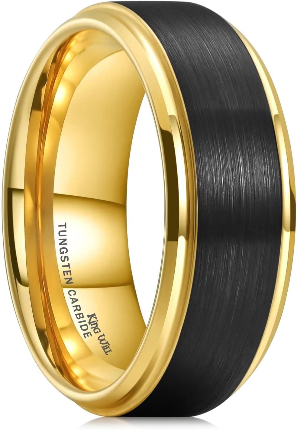 King Will Duo 8mm/10mm Mens Brushed Tungsten Carbide Wedding Band Ring Polish Finished Comfort Fit Black/Silver/Blue/Gold/Rose Gold