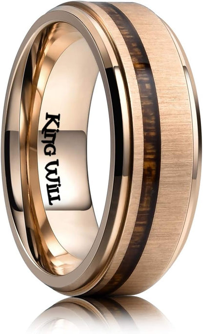 King Will 6mm 8mm Silver Rose Gold Titanium Spinner Ring Fidget Anxiety Ring for Men High Polished Dice Pattern/Lord's Prayer Comfort Ring