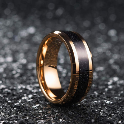 King Will 8mm Men's Tungsten Carbide Silver/Gold/Rose Gold Ring Gold Domed High Polished/Grooved/Faceted/Sandstone Sticker Inlay Step Edge Comfort Fit Wedding Ring