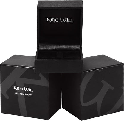 King Will Nature Koa Wood Inlay Tungsten Carbide Wedding Ring 8mm Rose Gold/Blue/Black/Silver High Polished Comfort Fit