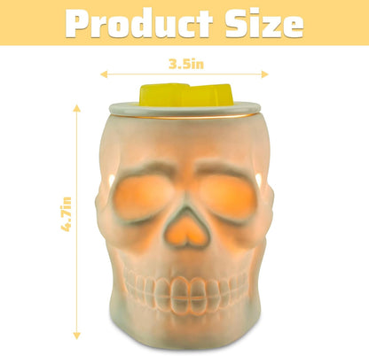 STAR MOON Ceramic Skull Wax Melt Warmer Electric Scentsy Warmer Home Fragrance Oil Diffuser Wax Melter Burner for Home Decor/Office/Living Room,Ideal Gifts,Two Bulbs Packed- Resurgent Skull