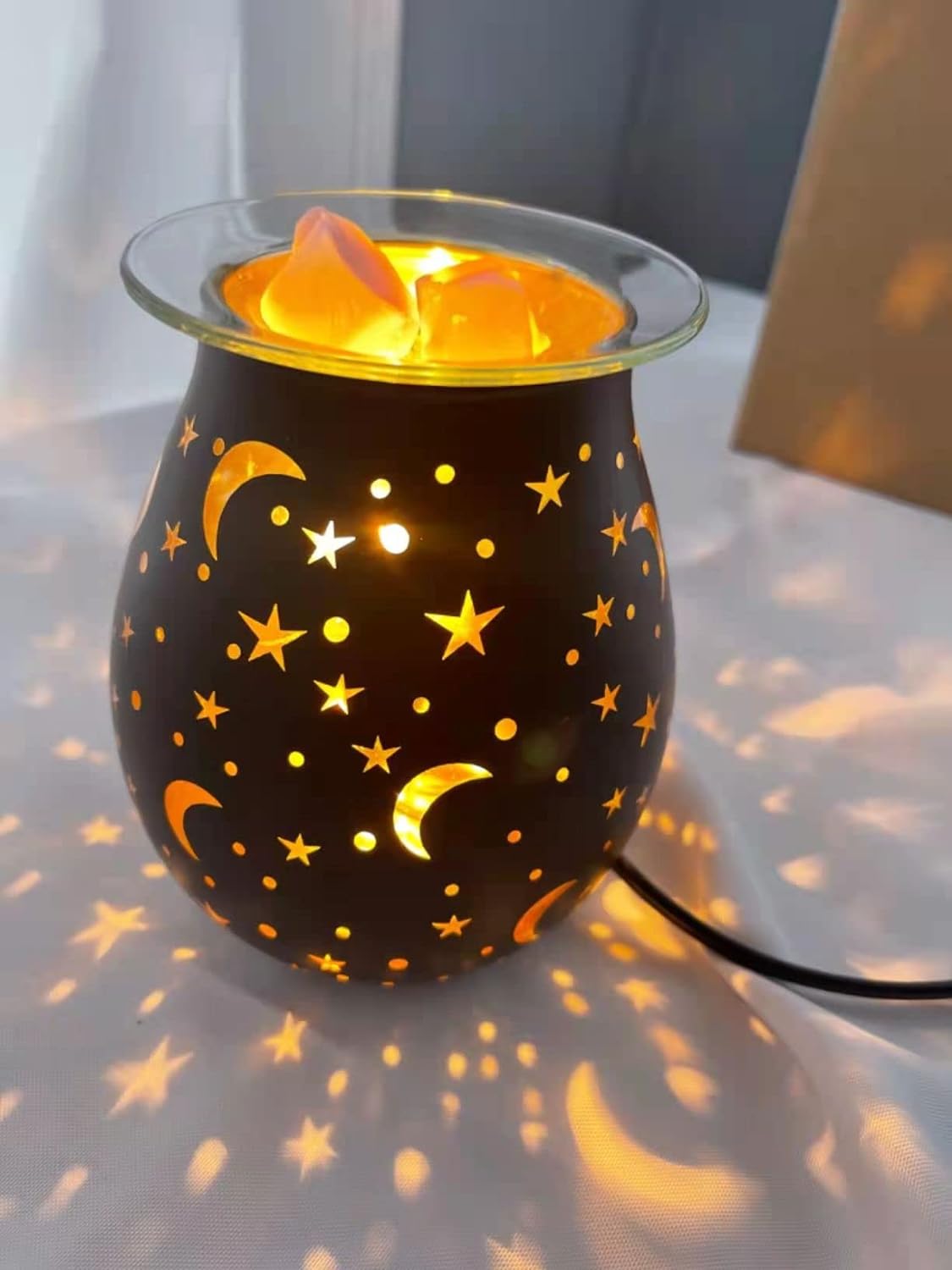 Wax Warmer for Scented Wax Melters,Glass Wax Melt Warmers Electric,Scented Wax Burner with Night Light,Wax Melter Warmer for Christmas Gifts&Office,Bedroom