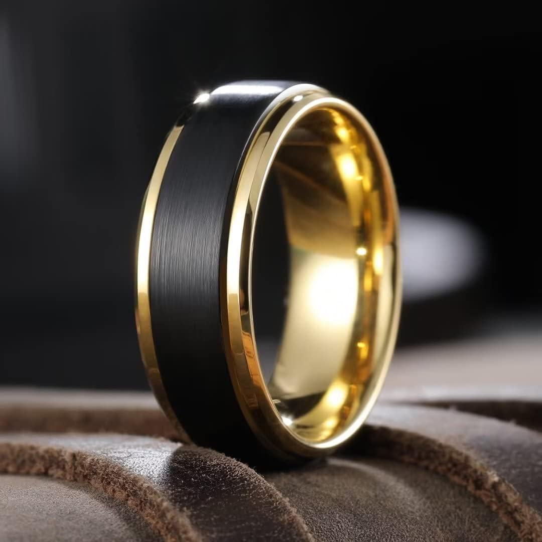 King Will Duo 8mm/10mm Mens Brushed Tungsten Carbide Wedding Band Ring Polish Finished Comfort Fit Black/Silver/Blue/Gold/Rose Gold