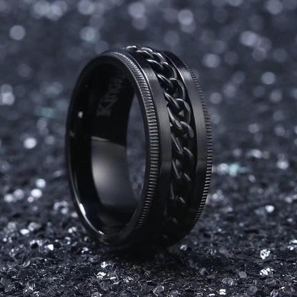 King Will Intertwine 8mm Spinner Ring Stainless Steel Fidget Ring Anxiety Ring for Men Black/Blue/Silver/Gold Fidget Anxiety Ring