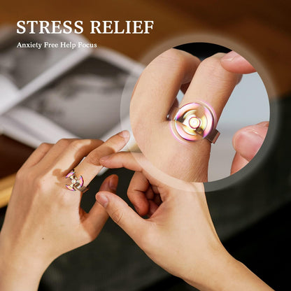 King Will Fidget Spinner Ring, Fidget Toy, Stress Relief, Stainless Steel Ring With Spinner Perfect for ADHD, ADD for Kids and Adults, Colorful Finger Rings Toy