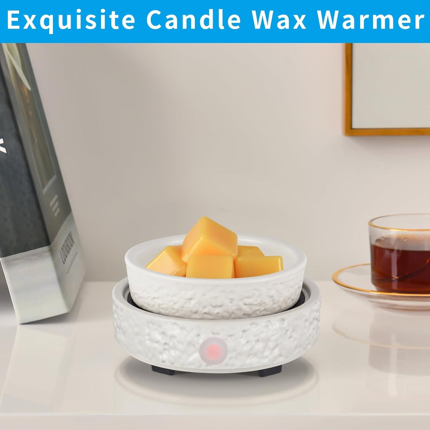 nawaza Ceramic Wax Melt Warmer Fragrance, 3 in1 Electric Candle Wax Warmer，Scented Wax Melt Wax Cubes Melter Fragrance Warmer for Home,Office,Gift(Black)…