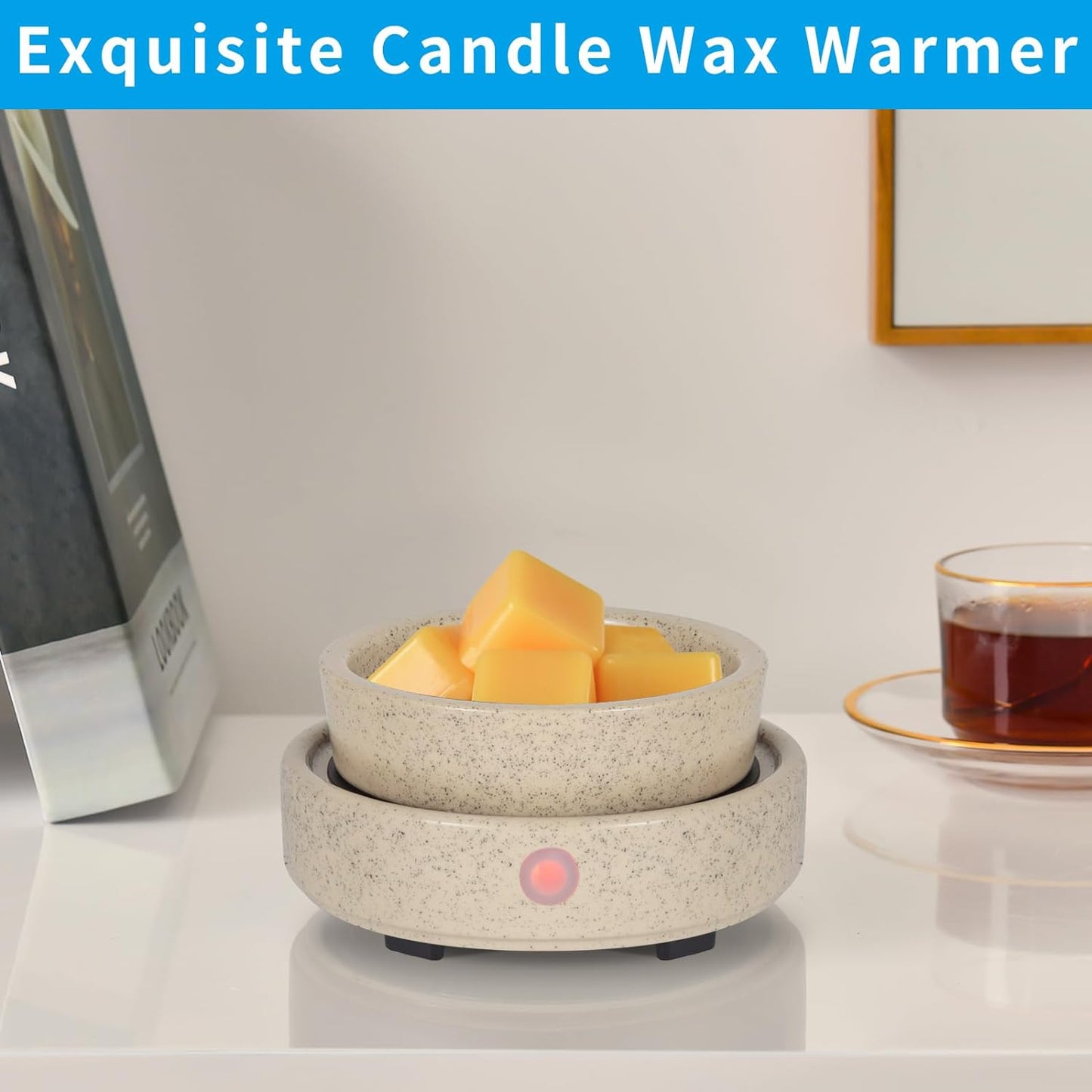 nawaza Ceramic Wax Melt Warmer Fragrance, 3 in1 Electric Candle Wax Warmer，Scented Wax Melt Wax Cubes Melter Fragrance Warmer for Home,Office,Gift(Black)…