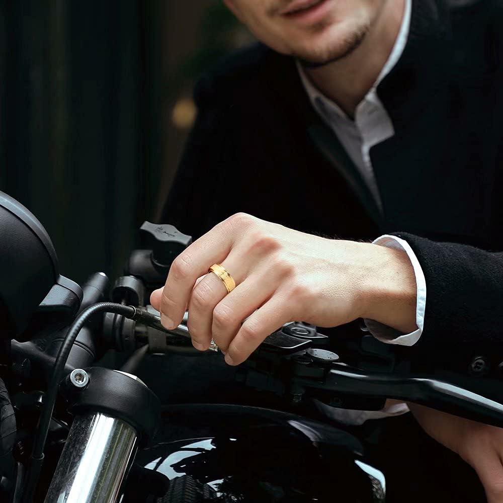 King Will 8mm Black/Gold/Silver Stainless Steel Ring Lord's Prayer Rotatable Ring Men Wedding Band Rings Comfort Fit