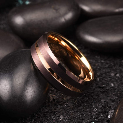 King Will Classic Tungsten Carbide Wedding Band Ring for Men - Available in Black, Silver, Gold, Blue, Brown, Red, and Purple Grooved Center Comfort Fit Suitable For Every Day Wear