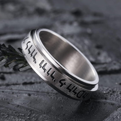 King Will 6mm 8mm Silver Rose Gold Titanium Spinner Ring Fidget Anxiety Ring for Men High Polished Dice Pattern/Lord's Prayer Comfort Ring