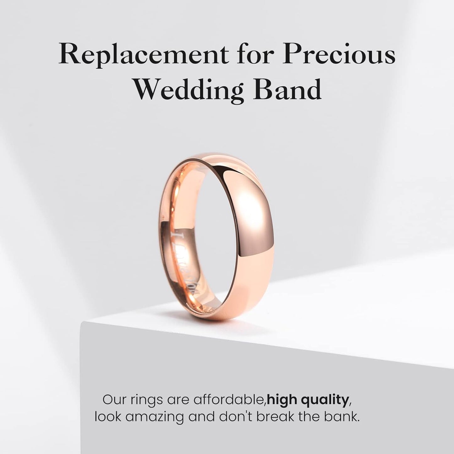 King Will BASIC 2mm/3mm/4mm/5mm/6mm/7mm Wedding Ring for Men Women Stainless Steel Wedding Band Laser I Love You Silver/Gold/Rose Gold Plated High Polished Dome Style Ring