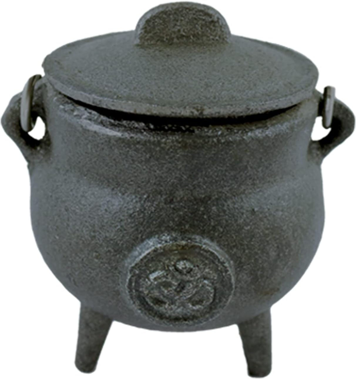 Cast Iron Cauldron with Lid and Carry Handle for Spells Wax Melt Burner, Smudging, Ritual & Blessings | Includes 6 Free Incense Smudge Cups (4.5 Inch, Pentagram)