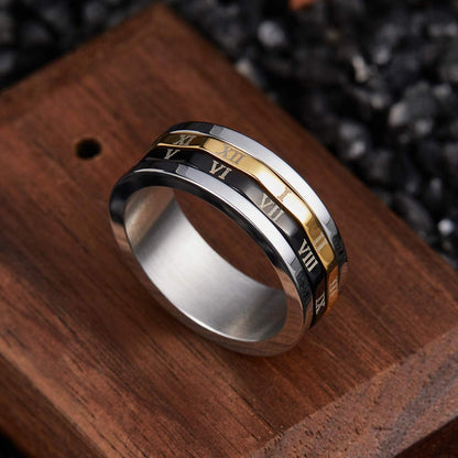 King Will 6mm 7mm 8mm Silver Black Stainless Steel Ring Spinner Ring Anxiety Relief Wedding Ring For Men Women Forest Elk Deer Family/Moon Star/Skull Head/Evil Eye/Poker Pattern