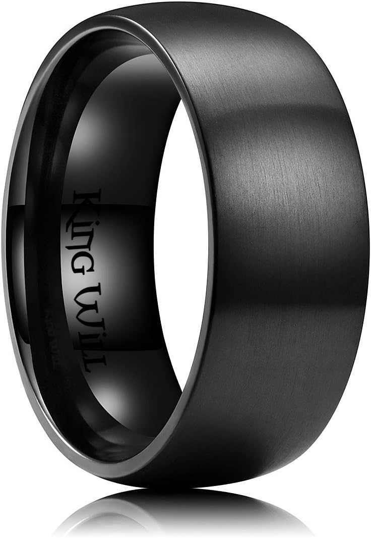 King Will Basic 3MM/5MM/7MM/9MM Silver/Black Titanium Ring Wedding Band for Men Women Brushed/Matte Comfort Fit Couple Ring