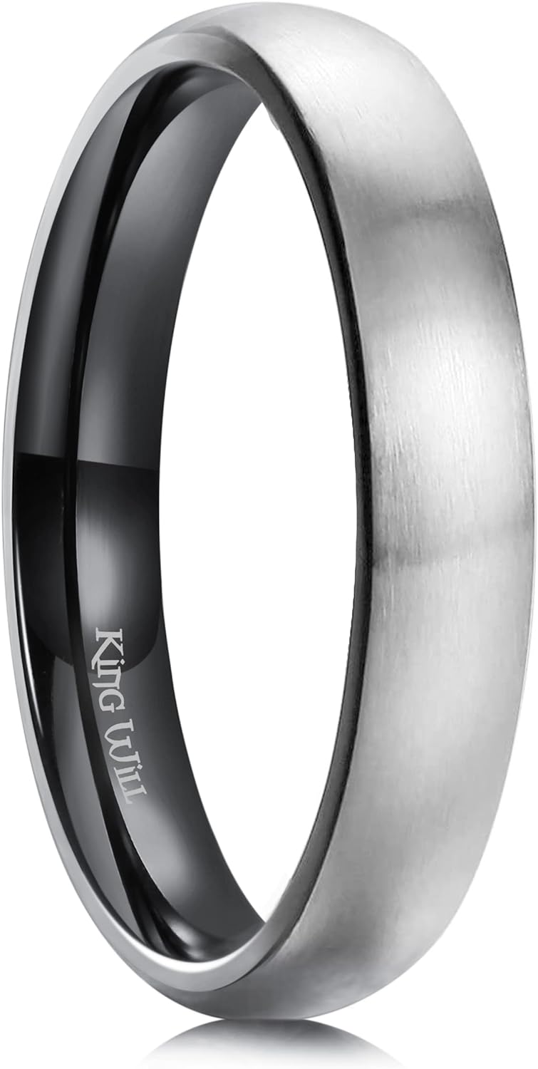 King Will Basic 3MM/5MM/7MM/9MM Silver/Black Titanium Ring Wedding Band for Men Women Brushed/Matte Comfort Fit Couple Ring