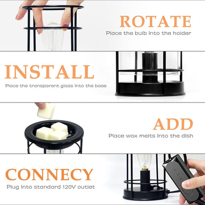 SALKING Electric Wax Melt Warmer with Timer, Wax Warmer for Scented Wax Melts, Vintage Light Bulbs Fragrance Candle Warmer for Rustic Home Décor, Office, Birthday Gifts