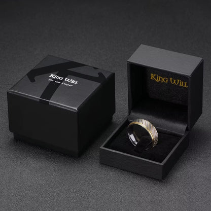 King Will 8mm Men's Tungsten Carbide Silver/Gold/Rose Gold Ring Gold Domed High Polished/Grooved/Faceted/Sandstone Sticker Inlay Step Edge Comfort Fit Wedding Ring