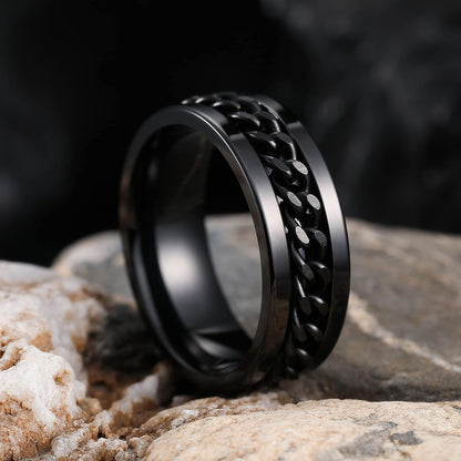 King Will Intertwine 8mm Spinner Ring Stainless Steel Fidget Ring Anxiety Ring for Men Black/Blue/Silver/Gold Fidget Anxiety Ring
