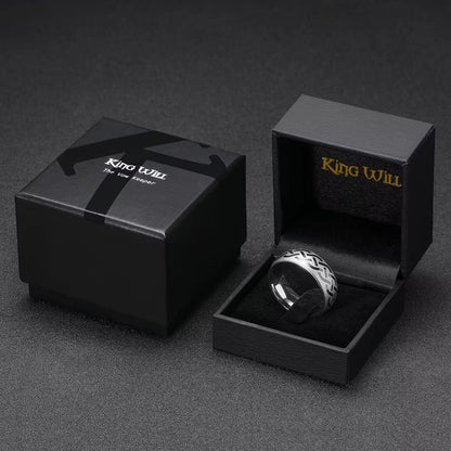 King Will Silver Black Celtic Knot/Greek Key Tungsten Wedding Rings Two Grooves Edge Laser Polished Celtic Knot/Greek Key Center and Matte Brushed Surface Wedding Band for Men Women