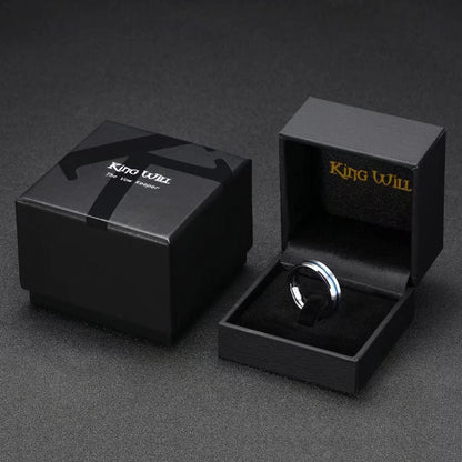 King Will 6mm 7mm 8mm Groove Tungsten Carbide Wedding Ring for Men Black/Silver/Rainbow/Rose Gold/Red/Brown/Blue Thin Groove Center Tungsten Wedding Band Matte Finish