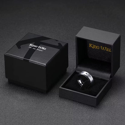 King Will GEM Mens 8mm Black Polished Finish Tungsten Carbide Ring Cubic Zircon Stones Flat Style