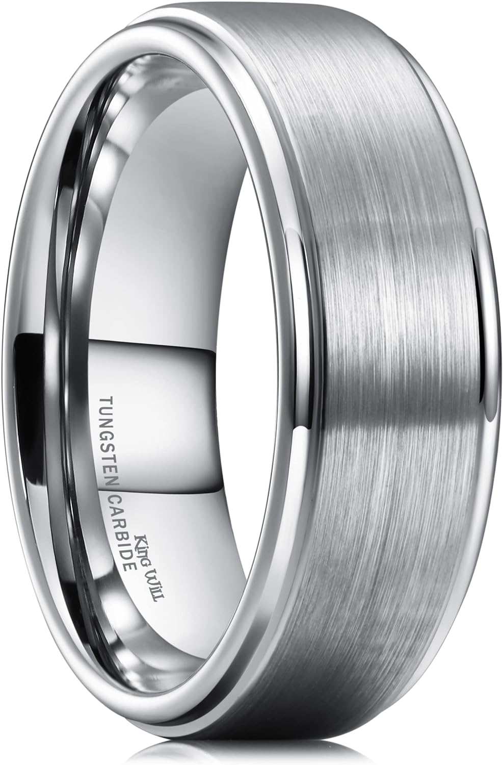 King Will Duo 8mm/10mm Mens Brushed Tungsten Carbide Wedding Band Ring Polish Finished Comfort Fit Black/Silver/Blue/Gold/Rose Gold