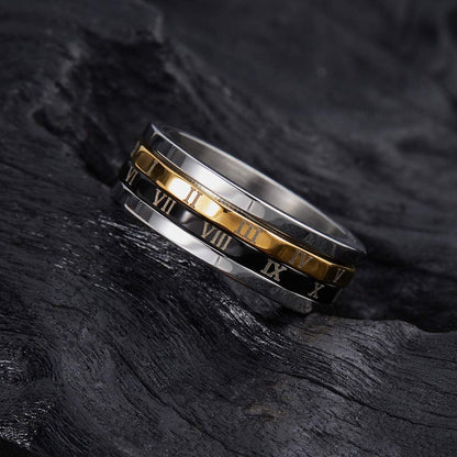 King Will 6mm 7mm 8mm Silver Black Stainless Steel Ring Spinner Ring Anxiety Relief Wedding Ring For Men Women Forest Elk Deer Family/Moon Star/Skull Head/Evil Eye/Poker Pattern