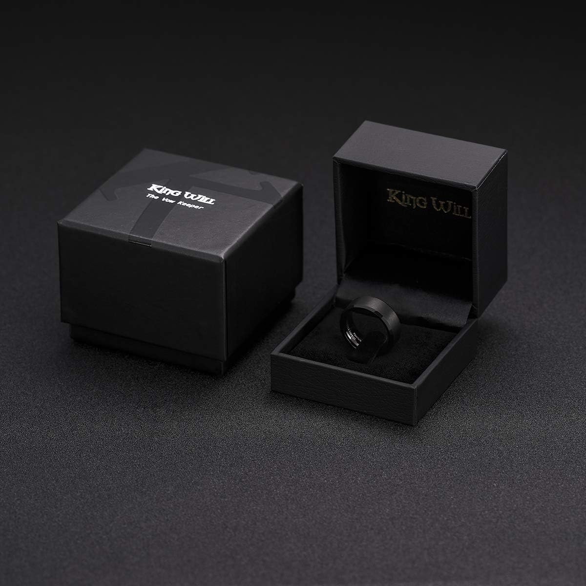 King Will Basic 6mm 7mm 8mm 9mm 10mm Men Wedding Black/Silver Tungsten Ring Matte Finish Beveled Polished Edge Comfort Fit