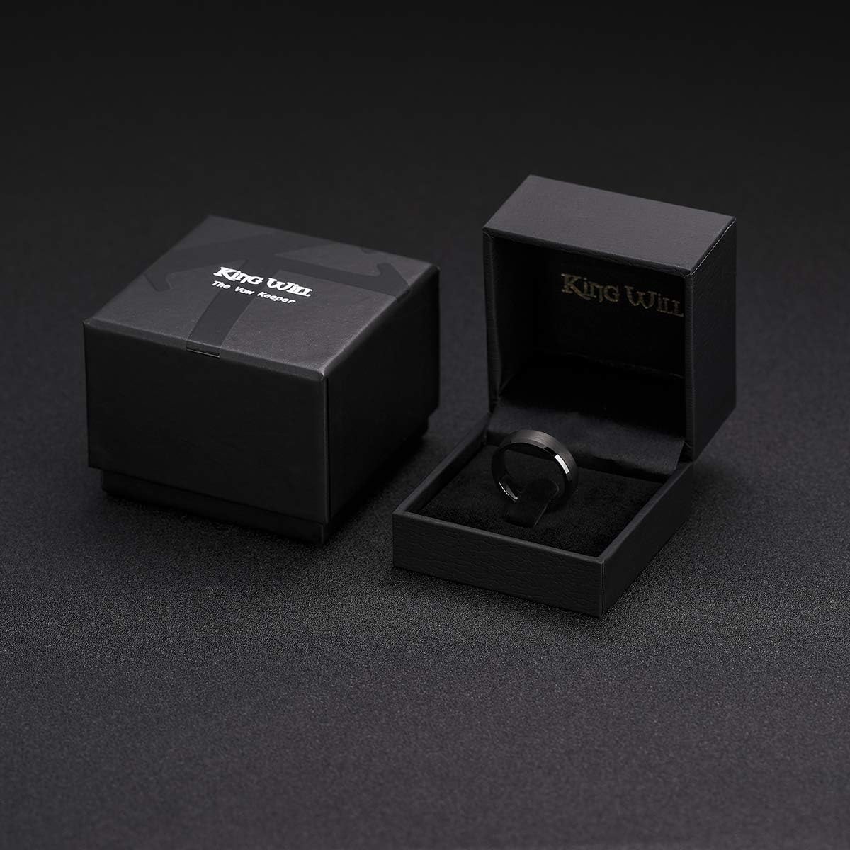King Will Basic 6mm 7mm 8mm 9mm 10mm Men Wedding Black/Silver Tungsten Ring Matte Finish Beveled Polished Edge Comfort Fit