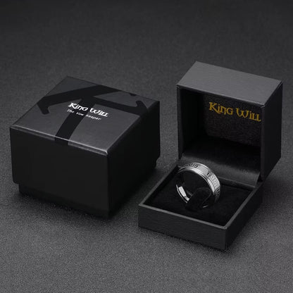 King Will Silver Black Celtic Knot/Greek Key Tungsten Wedding Rings Two Grooves Edge Laser Polished Celtic Knot/Greek Key Center and Matte Brushed Surface Wedding Band for Men Women