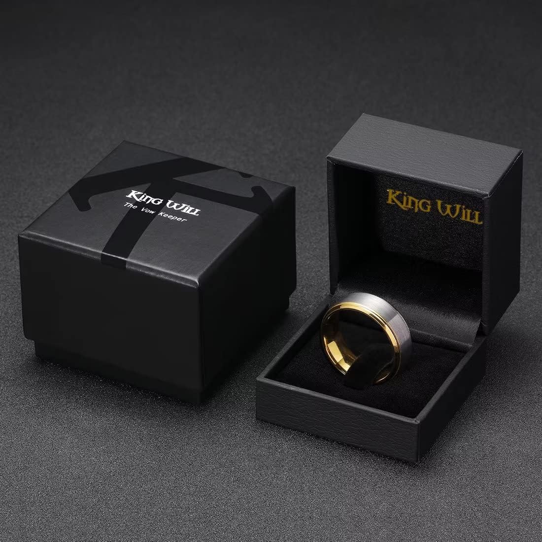 King Will Duo 8mm/10mm Mens Brushed Tungsten Carbide Wedding Band Ring Polish Finished Comfort Fit Black/Silver/Blue/Gold/Rose Gold