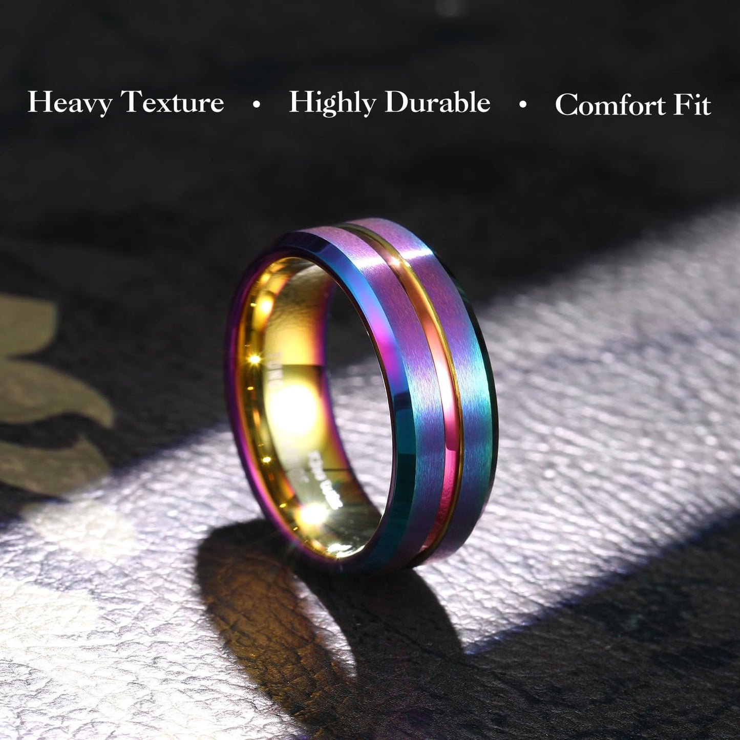 King Will Classic Tungsten Carbide Wedding Band Ring for Men - Available in Black, Silver, Gold, Blue, Brown, Red, and Purple Grooved Center Comfort Fit Suitable For Every Day Wear