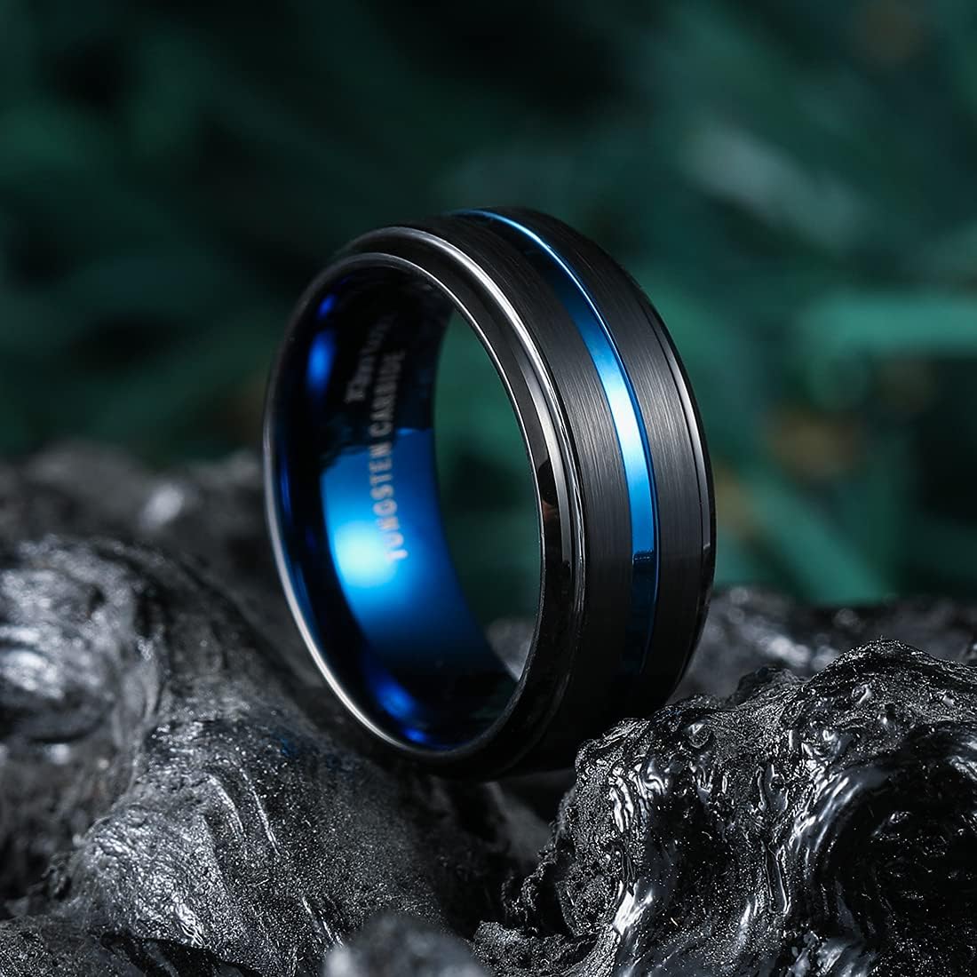 King Will Classic Tungsten Carbide Wedding Band Ring for Men - Available in Black, Silver, Gold, Blue, Brown, Red, and Purple Grooved Center Comfort Fit Suitable For Every Day Wear