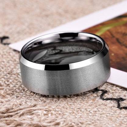 King Will Basic 6mm 7mm 8mm 9mm 10mm Men Wedding Black/Silver Tungsten Ring Matte Finish Beveled Polished Edge Comfort Fit
