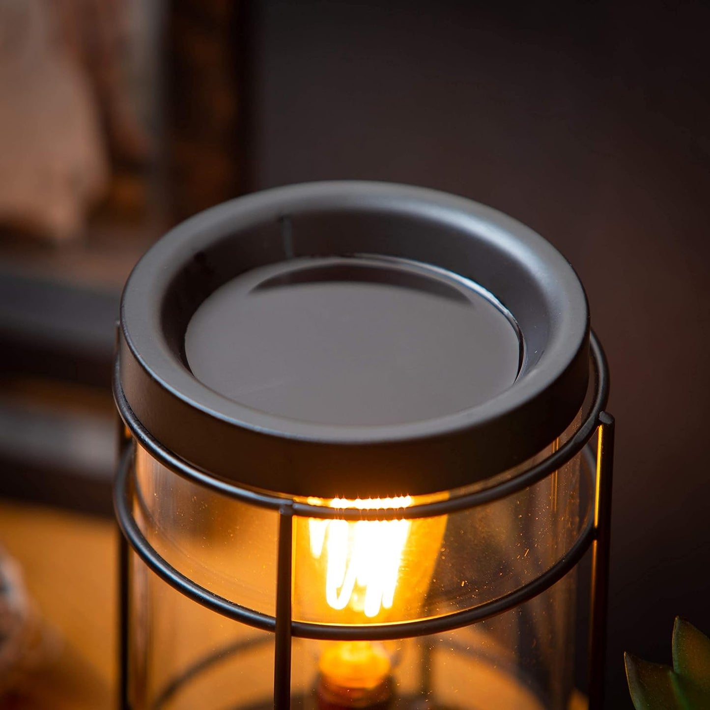 Vintage Bulb Electric Candle Wax Warmer with Timer | Gold Plug in Fragrance Warmer for Scented Wax Melts, Cubes, Tarts | Air Freshener Set for Rustic Home Décor, Office, Gifts