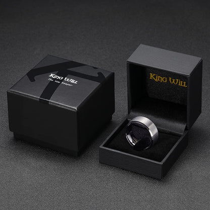 King Will Basic 6mm 7mm 8mm 9mm 10mm Men Wedding Black/Silver Tungsten Ring Matte Finish Beveled Polished Edge Comfort Fit