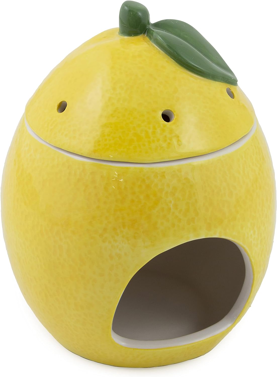 Boston International Wax Melt Warmer Ceramic Tealight Tart Burner, 5" Tall, Lemon