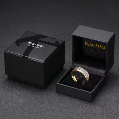King Will 8mm Men's Tungsten Carbide Silver/Gold/Rose Gold Ring Gold Domed High Polished/Grooved/Faceted/Sandstone Sticker Inlay Step Edge Comfort Fit Wedding Ring