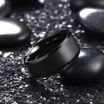King Will Basic 6mm 7mm 8mm 9mm 10mm Men Wedding Black/Silver Tungsten Ring Matte Finish Beveled Polished Edge Comfort Fit