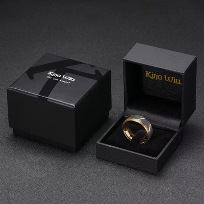 King Will 8mm Men's Tungsten Carbide Silver/Gold/Rose Gold Ring Gold Domed High Polished/Grooved/Faceted/Sandstone Sticker Inlay Step Edge Comfort Fit Wedding Ring