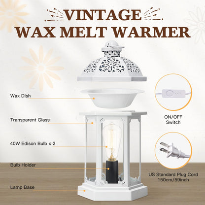 SALKING Electric Wax Warmer - Metal Wax Melt Warmer for Scented Wax,Candle Wax Burner Fragrance Warmer and 2 Edison Bulbs, Wax Melt Melter for Home Decor Office,Birthday Gifts for Women