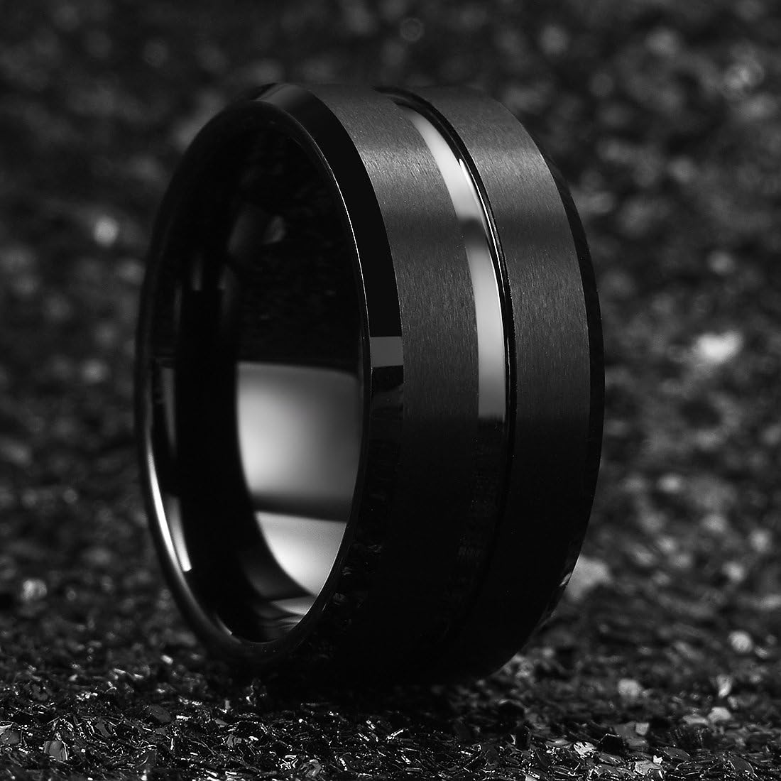 King Will Classic Tungsten Carbide Wedding Band Ring for Men - Available in Black, Silver, Gold, Blue, Brown, Red, and Purple Grooved Center Comfort Fit Suitable For Every Day Wear