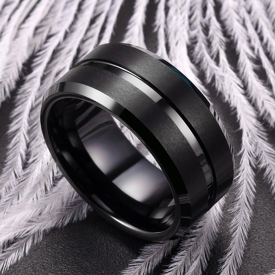 King Will Classic Tungsten Carbide Wedding Band Ring for Men - Available in Black, Silver, Gold, Blue, Brown, Red, and Purple Grooved Center Comfort Fit Suitable For Every Day Wear