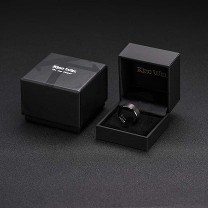King Will Basic 6mm 7mm 8mm 9mm 10mm Men Wedding Black/Silver Tungsten Ring Matte Finish Beveled Polished Edge Comfort Fit