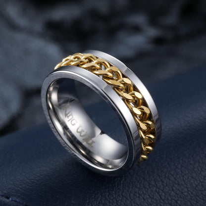 King Will Intertwine 8mm Spinner Ring Stainless Steel Fidget Ring Anxiety Ring for Men Black/Blue/Silver/Gold Fidget Anxiety Ring