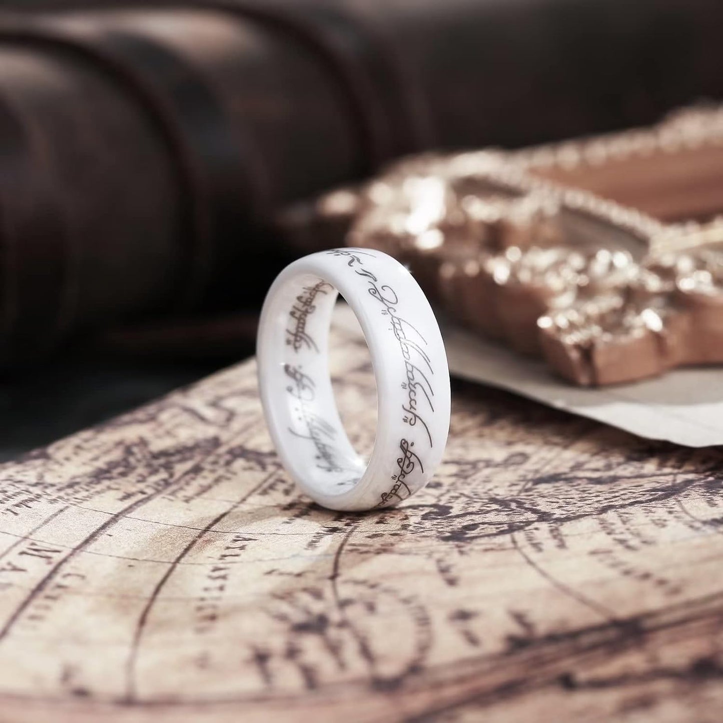 King Will 6mm 7mm White Lord Rings Ceramic Ring One Ring of The Rings Wedding Band for Men Women Comfort Fit High Polished